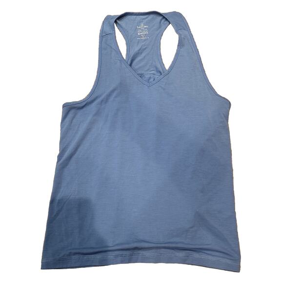Sweaty Betty Tank Top Women's M Blue Double Time Layered Workout Flare Gym Top - Picture 1 of 8